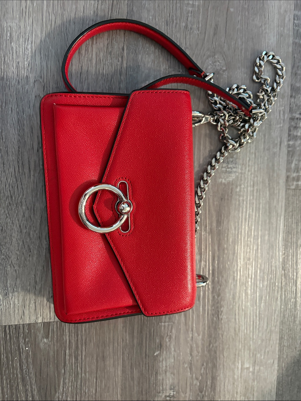 Rebecca Minkoff Red Leather Ring-Accent Crossbody Bag